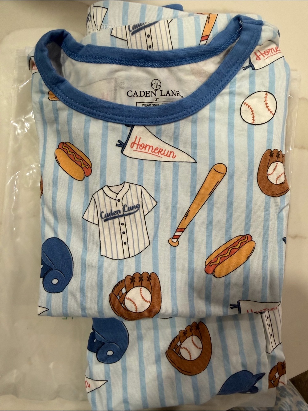 Caden Lane Light Blue Baseball Print Tee